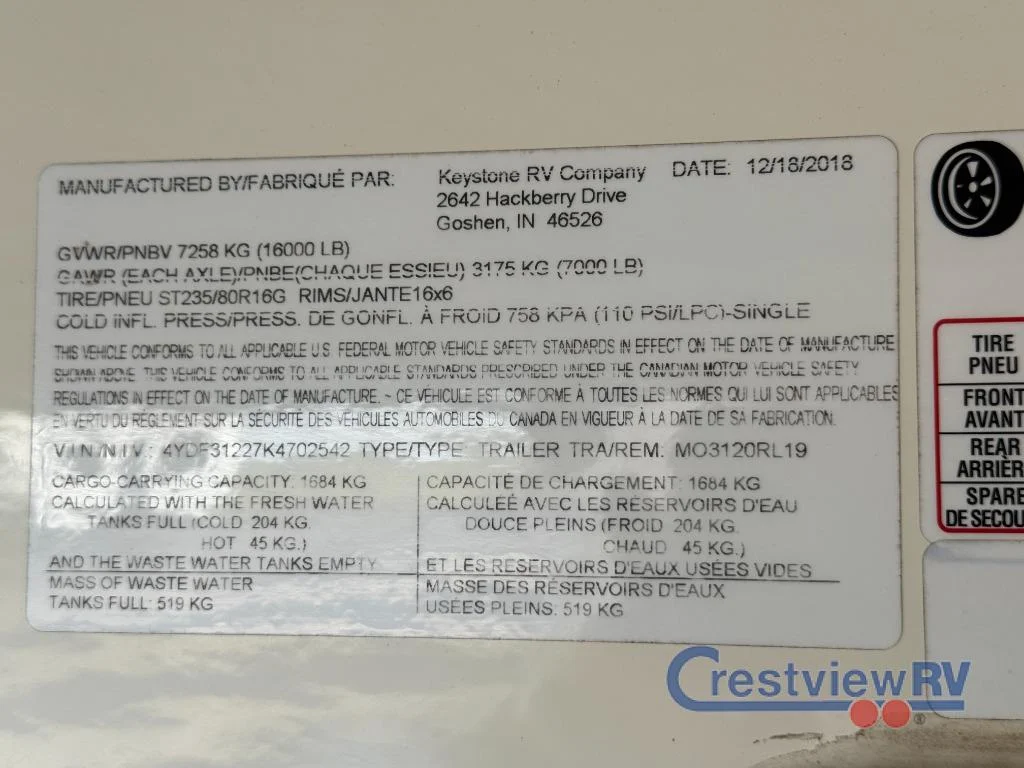 2019 Keystone RV Montana 3120RL photo 29